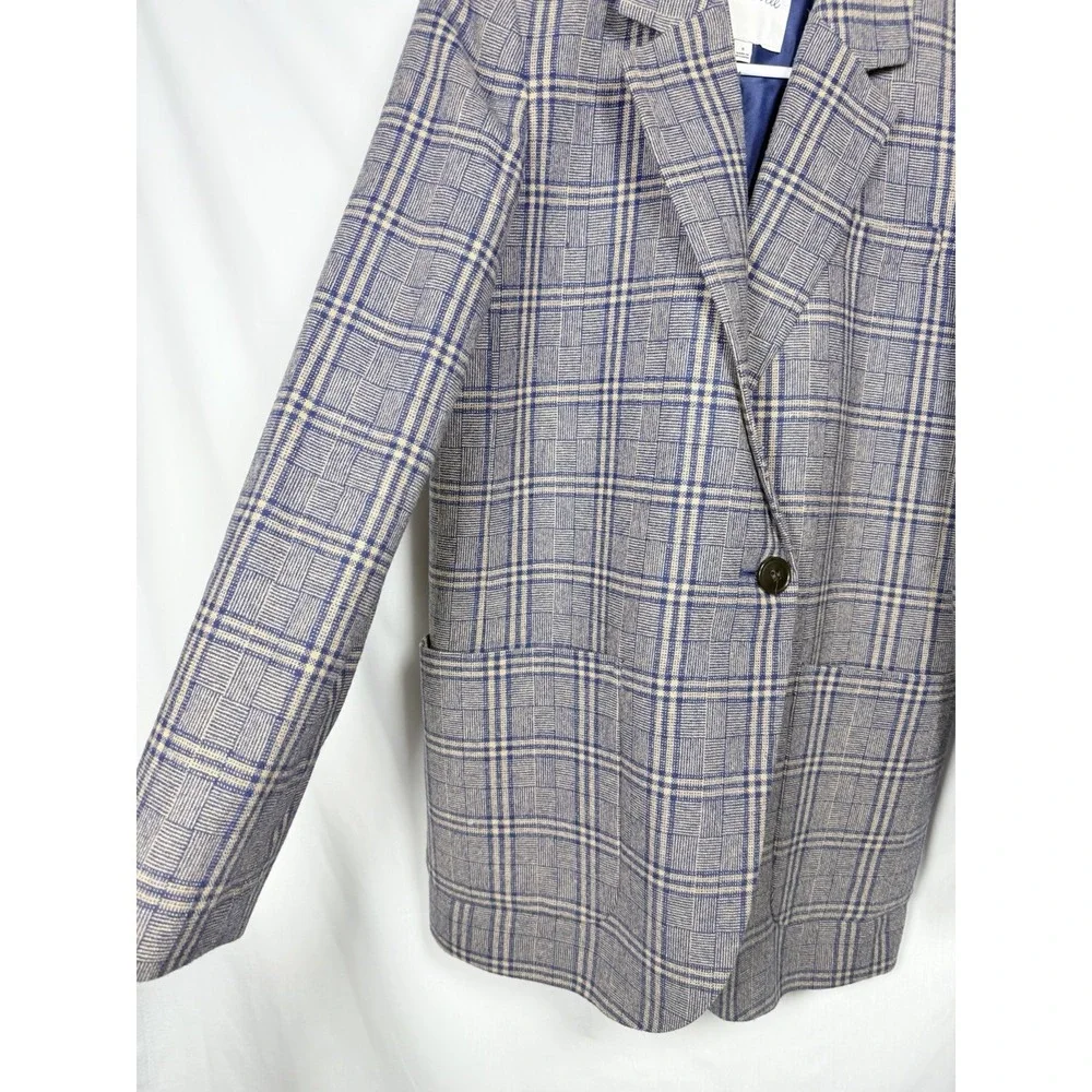 Madewell Larsen Blazer Navy Glen Plaid Preppy Career Old Money‎ Chic S Academia